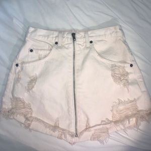 CARMAR white distressed mini skirt